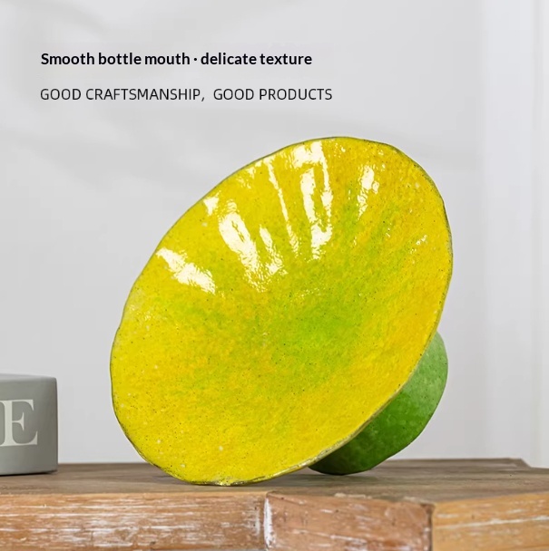 Handmade Ceramic Tray And Flower Pot Featuring A Hand-painted Citrus Motif