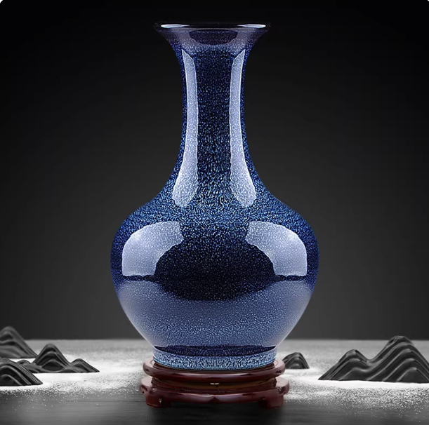 Chinese-Style Kiln-Changed Vase Office Decorative Piece