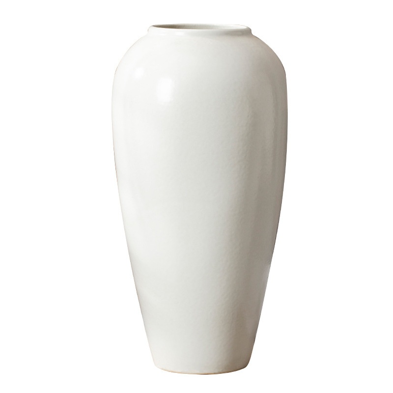 Jingdezhen Pure White Nordic Retro Modern Creative Home Decor Ceramic Ornament Vase For Dried Flowers And Pomegranates