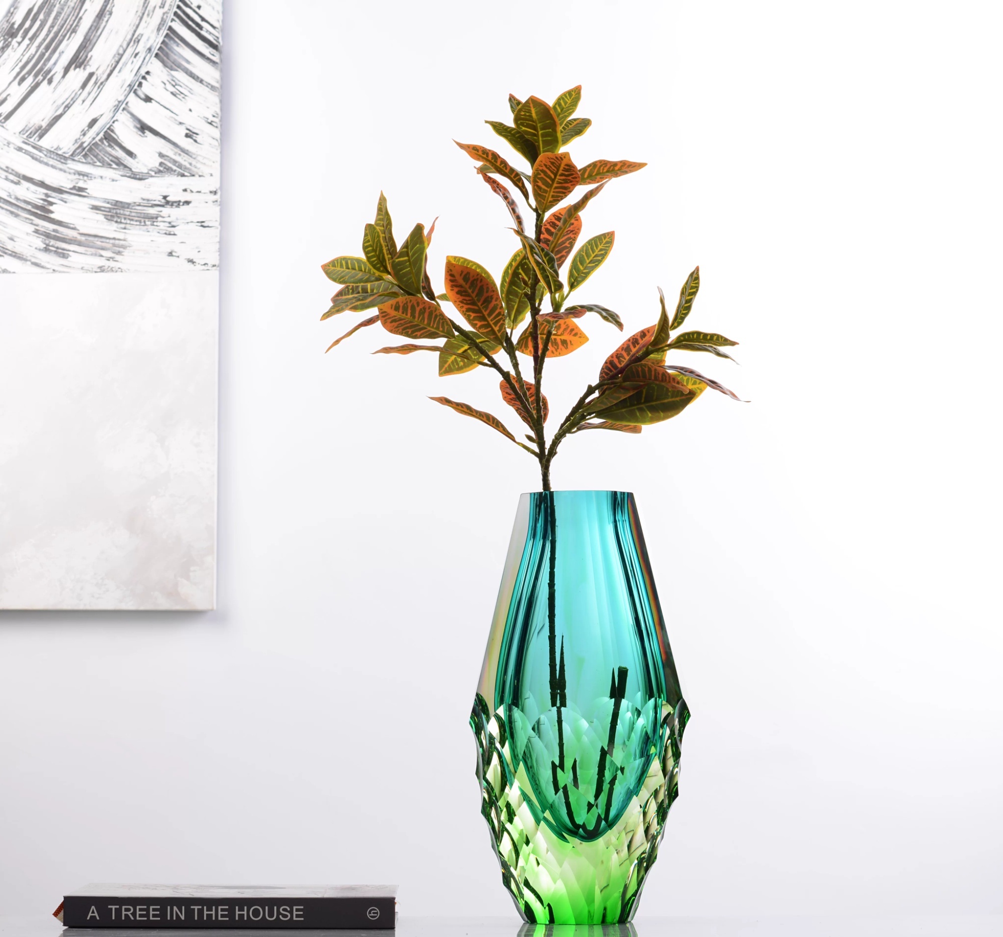 Blue-green Gradient Light Luxury Minimalist High-end Glass Vase