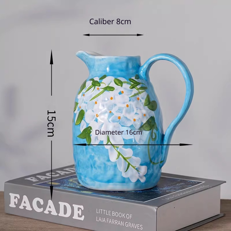 Hand-painted Ceramic Flower Teapot Ornaments For Home Living Room Tea Room And Entryway