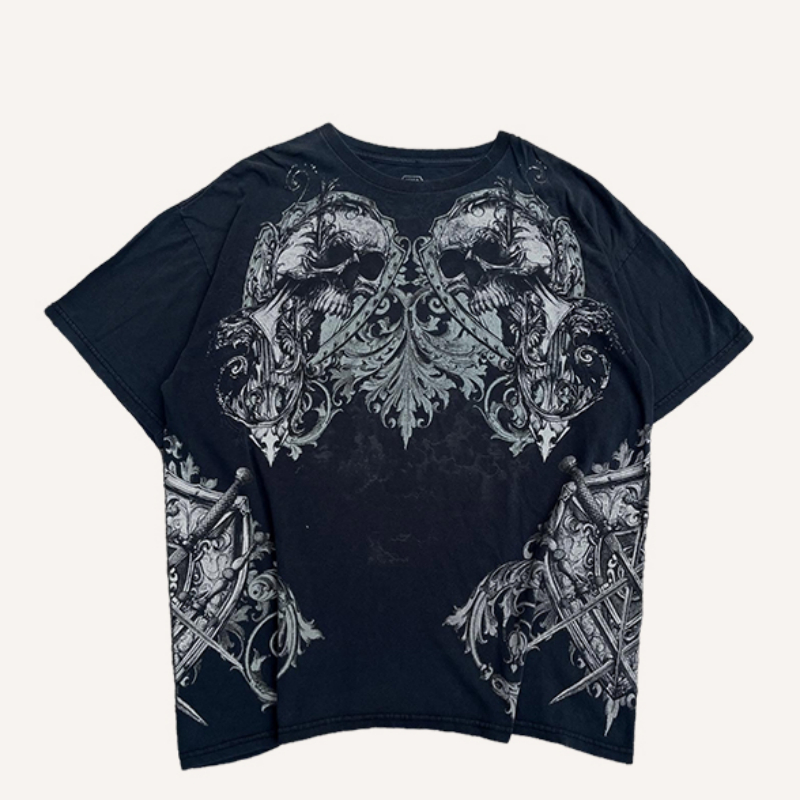 Loose Large-sized Streetwear With Dark Punk Short Sleeves