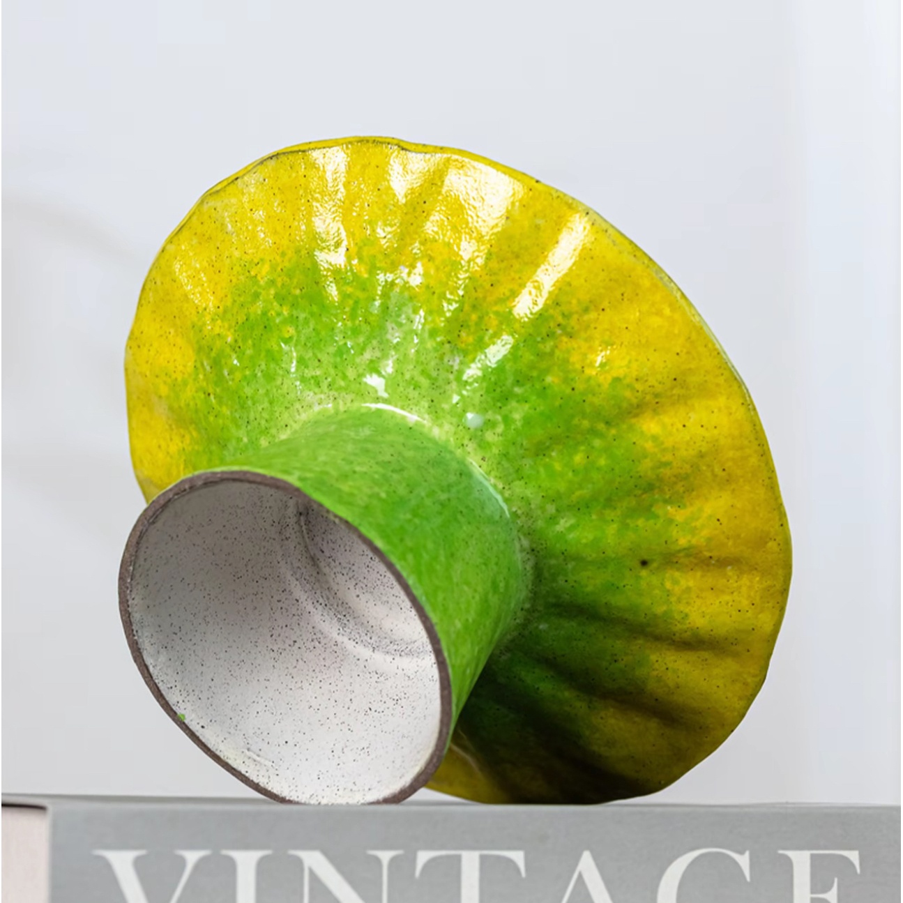 Handmade Ceramic Tray And Flower Pot Featuring A Hand-painted Citrus Motif