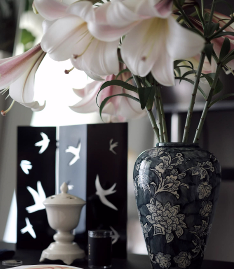 Chinese Style Ink Blue And White Ceramic Vase