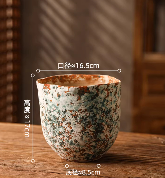 Ceramic Flower Pot In Rustic Wabi-sabi Style With A Wide Openinghandmade Pottery For Plants