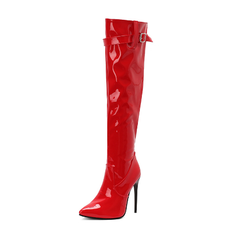 Womens High-heeled Pointed-toe Above-the-knee Thigh-high Boots