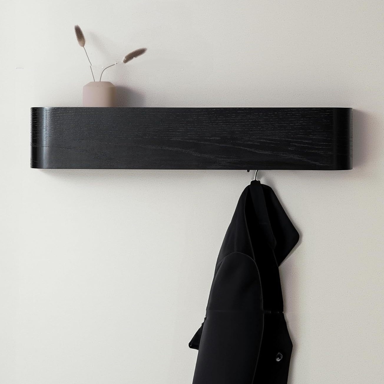Walnut-colored Wall-mounted Coat And Hat Rack