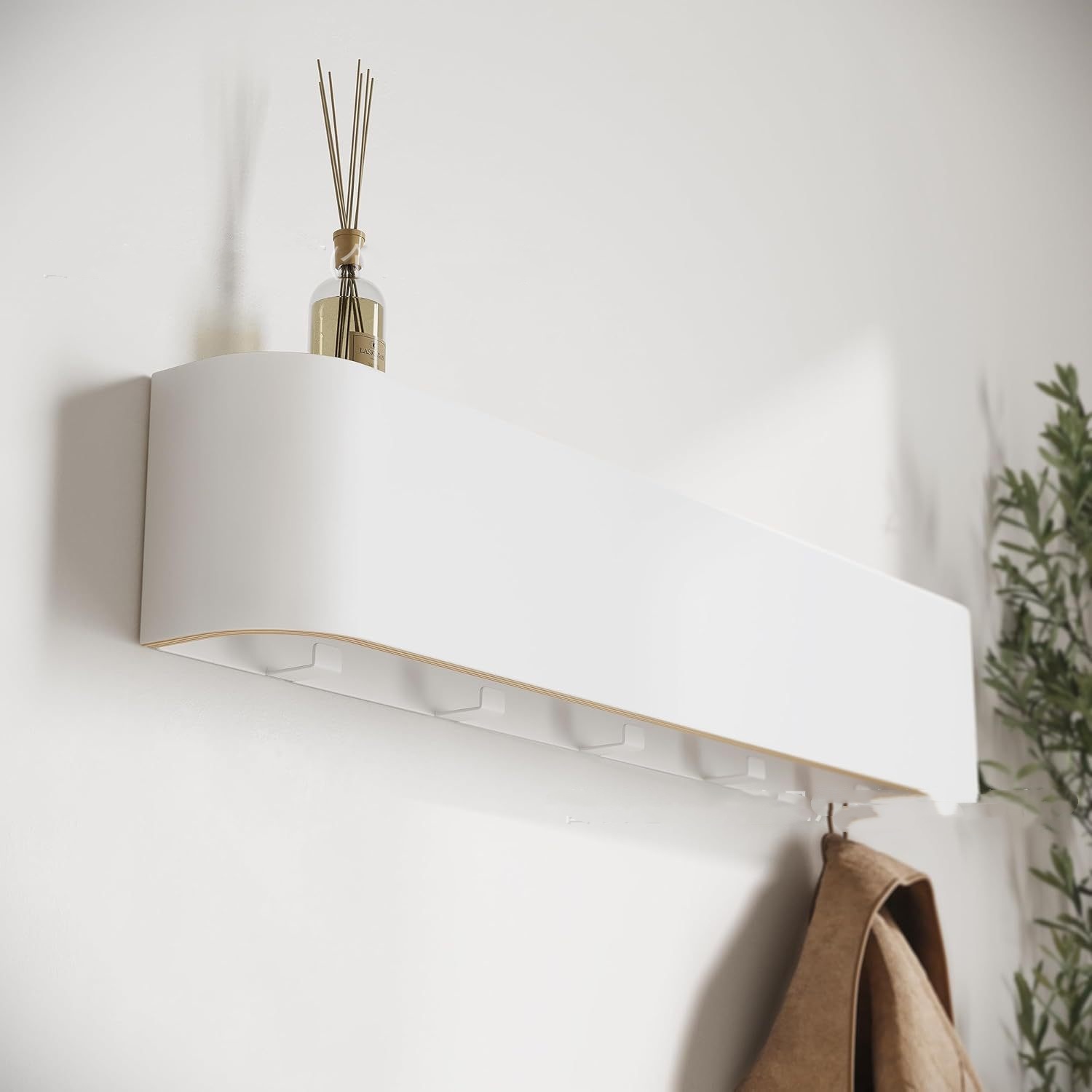 Walnut-colored Wall-mounted Coat And Hat Rack