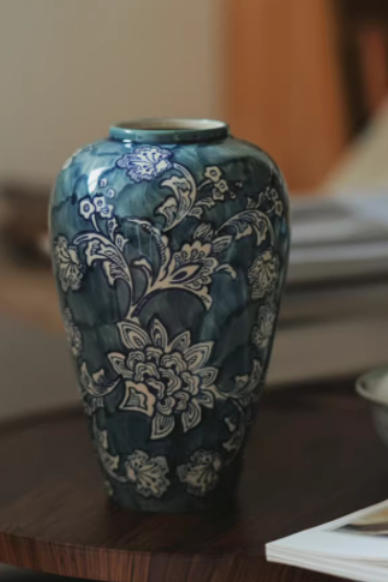 Chinese Style Ink Blue And White Ceramic Vase