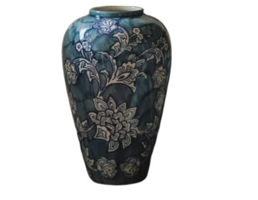 Chinese Style Ink Blue And White Ceramic Vase