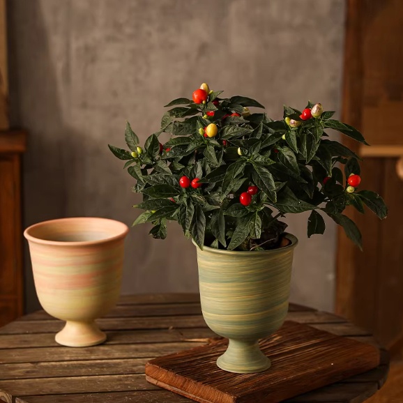 Ceramic Flower Pot Pedestal Wine Glass Ornament And Vase