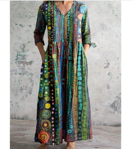 Womens Loose-fitting Fashionable Printed Dress