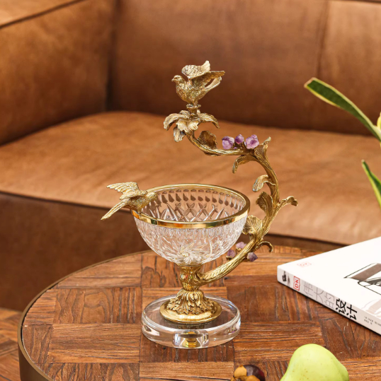Brass Crystal Glass Storage Jar Ornament A Sophisticated Fruit Bowl For The Living Room