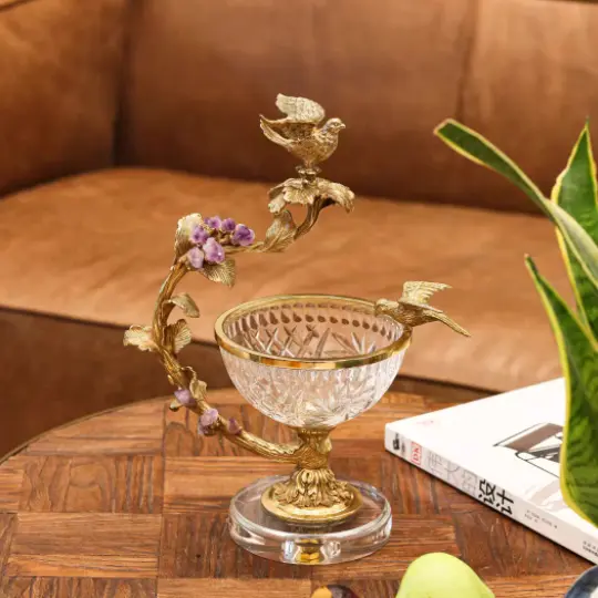 Brass Crystal Glass Storage Jar Ornament A Sophisticated Fruit Bowl For The Living Room