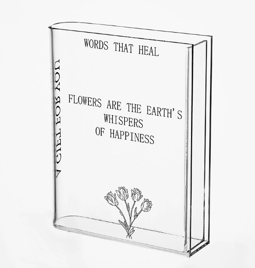Acrylic High-transparency Book-shaped Vasestylish Clear Decorative Piece For Hydroponic Flower Arrangements