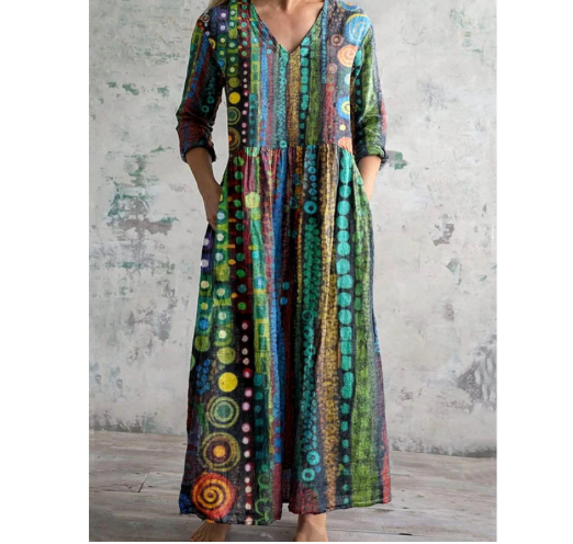 Womens Loose-fitting Fashionable Printed Dress