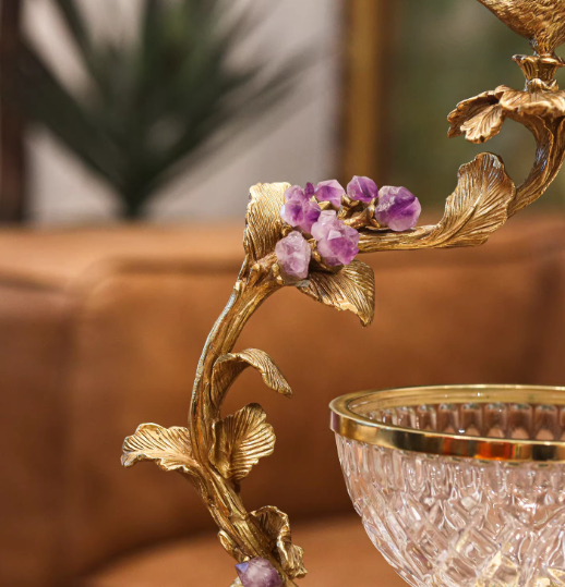 Brass Crystal Glass Storage Jar Ornament A Sophisticated Fruit Bowl For The Living Room