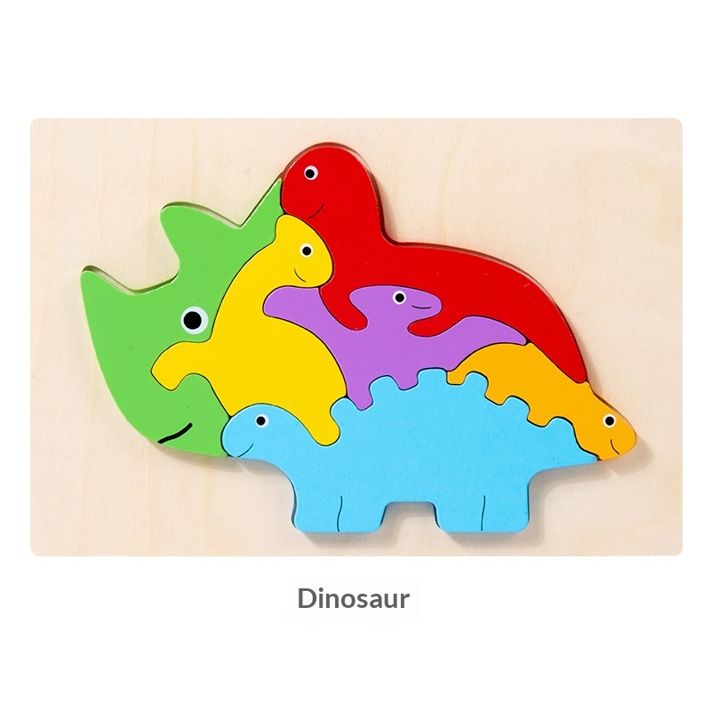 Wooden Dinosaur Animal Shape-Matching Grasping Board For Early Childhood Learning
