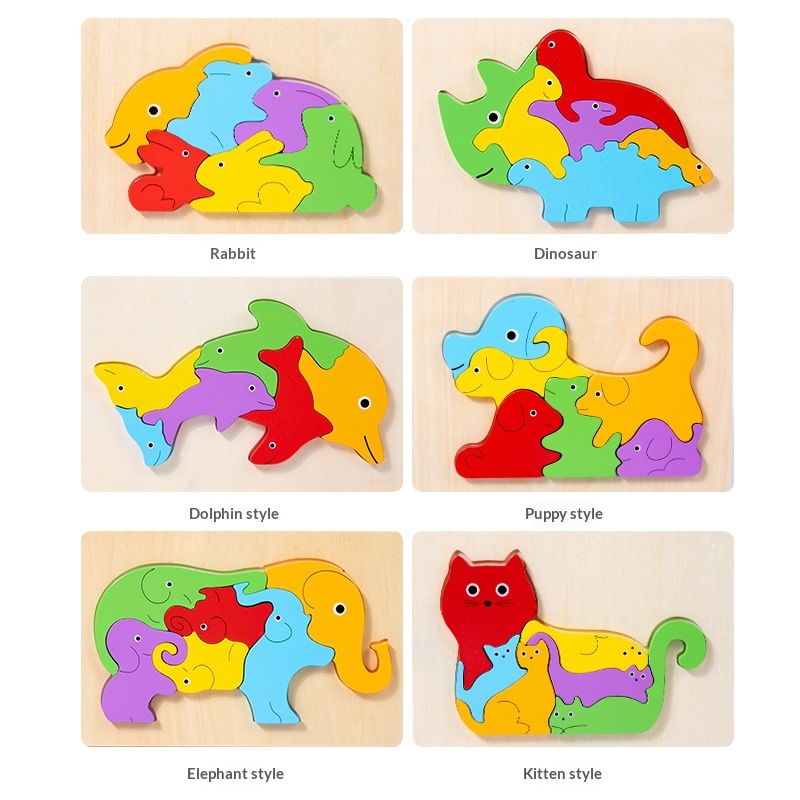 Wooden Dinosaur Animal Shape-Matching Grasping Board For Early Childhood Learning