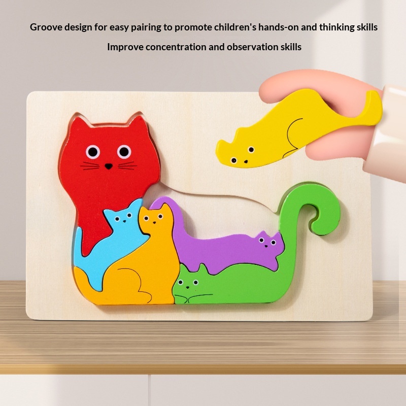 Wooden Dinosaur Animal Shape-Matching Grasping Board For Early Childhood Learning