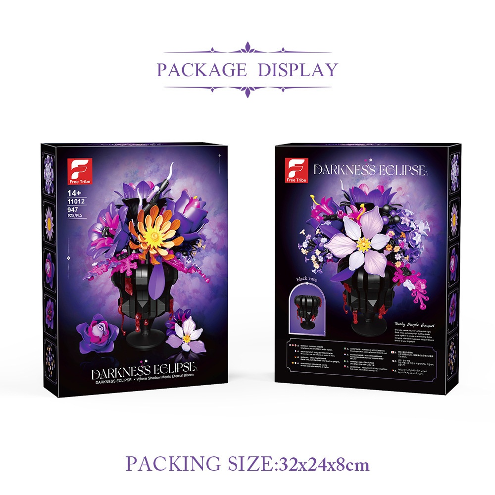 Black Rose Eternal Flower Bouquet Building Block Assembly Toy