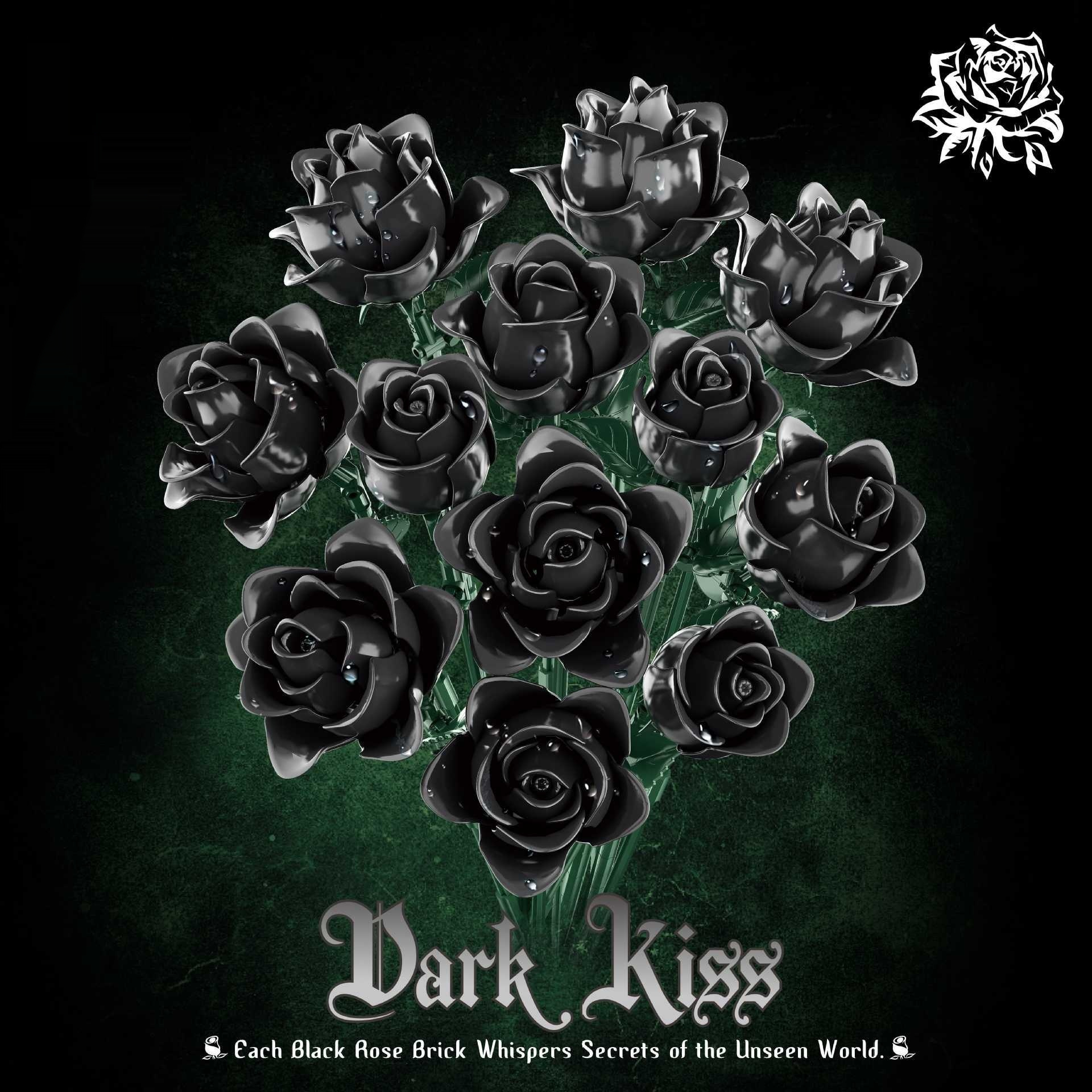 Black Rose Eternal Flower Bouquet Building Block Assembly Toy