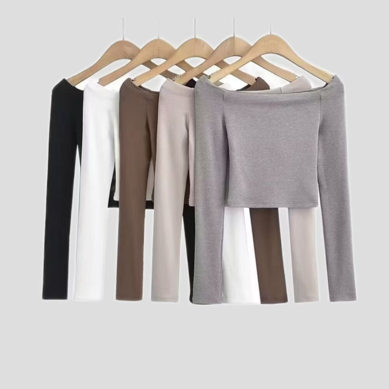 Womens Stylish Sexy Form-fitting Long-sleeve T-shirt