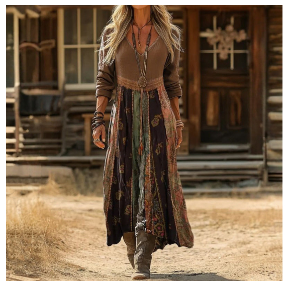 Retro Casual Plaid Womens Elegant Long-sleeve Dress