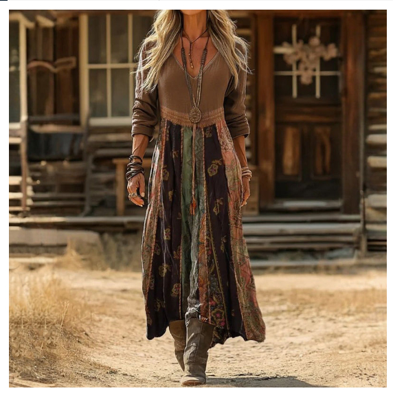 Retro Casual Plaid Womens Elegant Long-sleeve Dress