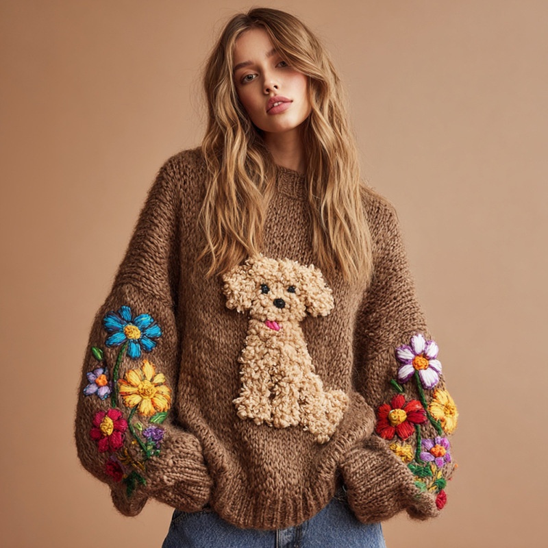 Womens Crew-neck Long-sleeve Sweater Outerwear And Layering Piece