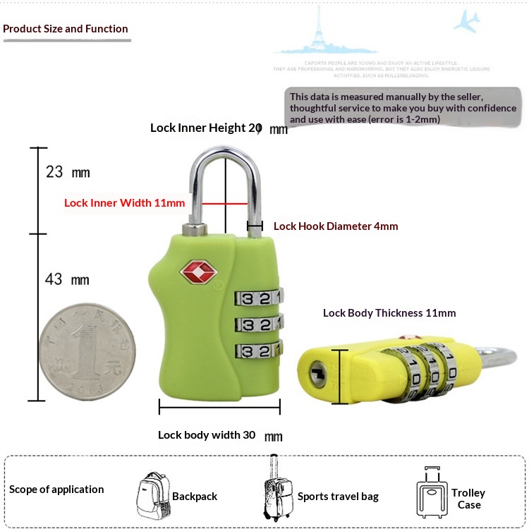 TSA338 Luggage Zipper Lock With Password Security