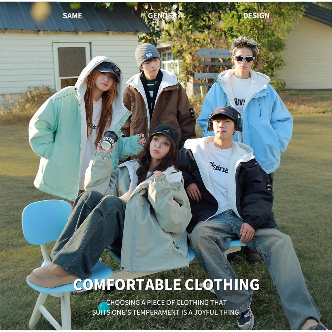 Unisex Reversible Cotton Coat For Outdoor Wear