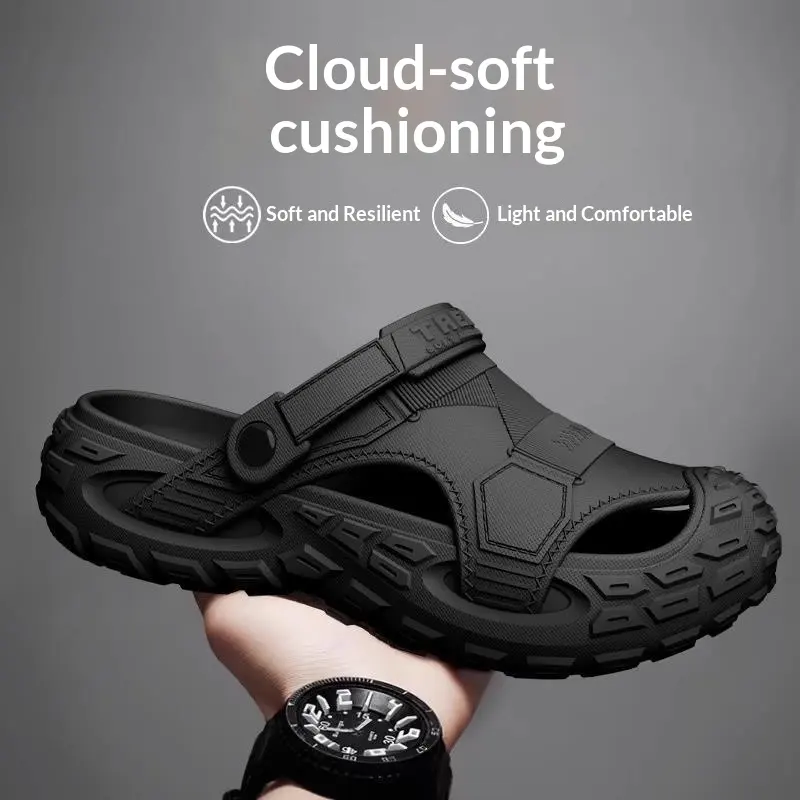 Mens Summer Outdoor Non-Slip Soft-Soled Closed-Toe Beach