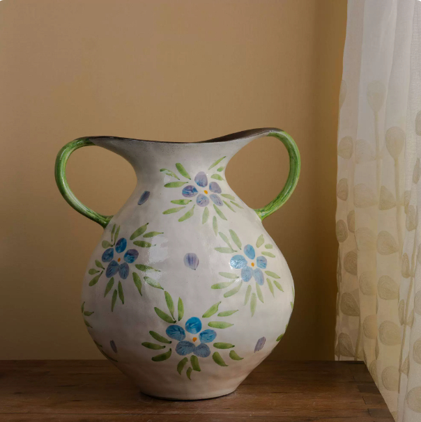 Close-up of ethnic pattern on ceramic vase