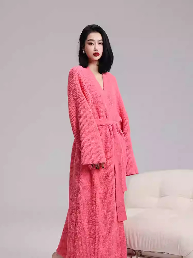 Soft And Comfortable Solid-color Cardigan Robe