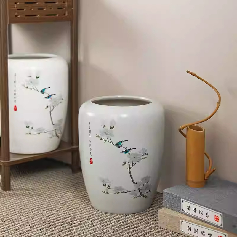 Modern Home Living Room Chinese Style Magnolia And Bird Floral Vase