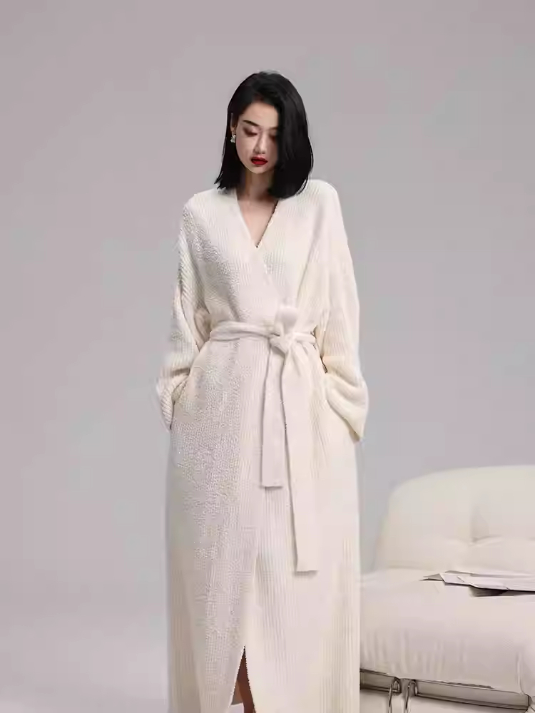 Soft And Comfortable Solid-color Cardigan Robe