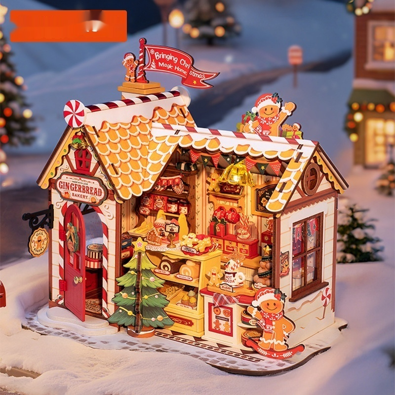 DIY Christmas Gingerbread House Miniature Scene Building Block Model House