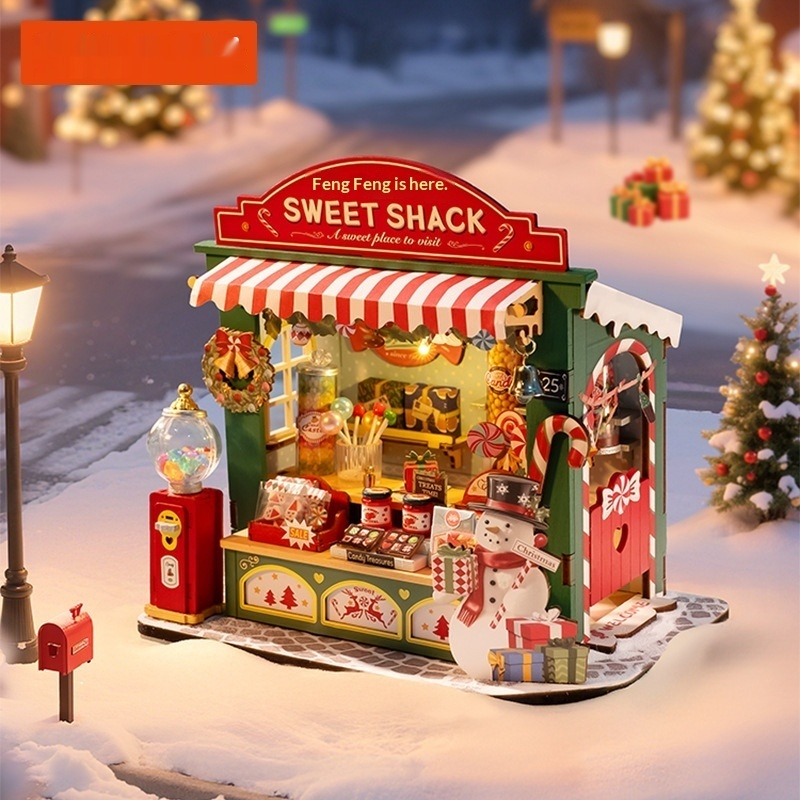 DIY Christmas Gingerbread House Miniature Scene Building Block Model House