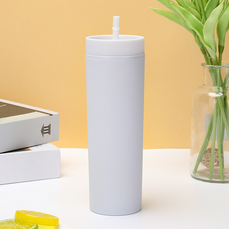 Double Plastic Straight Cup Frosted Feel