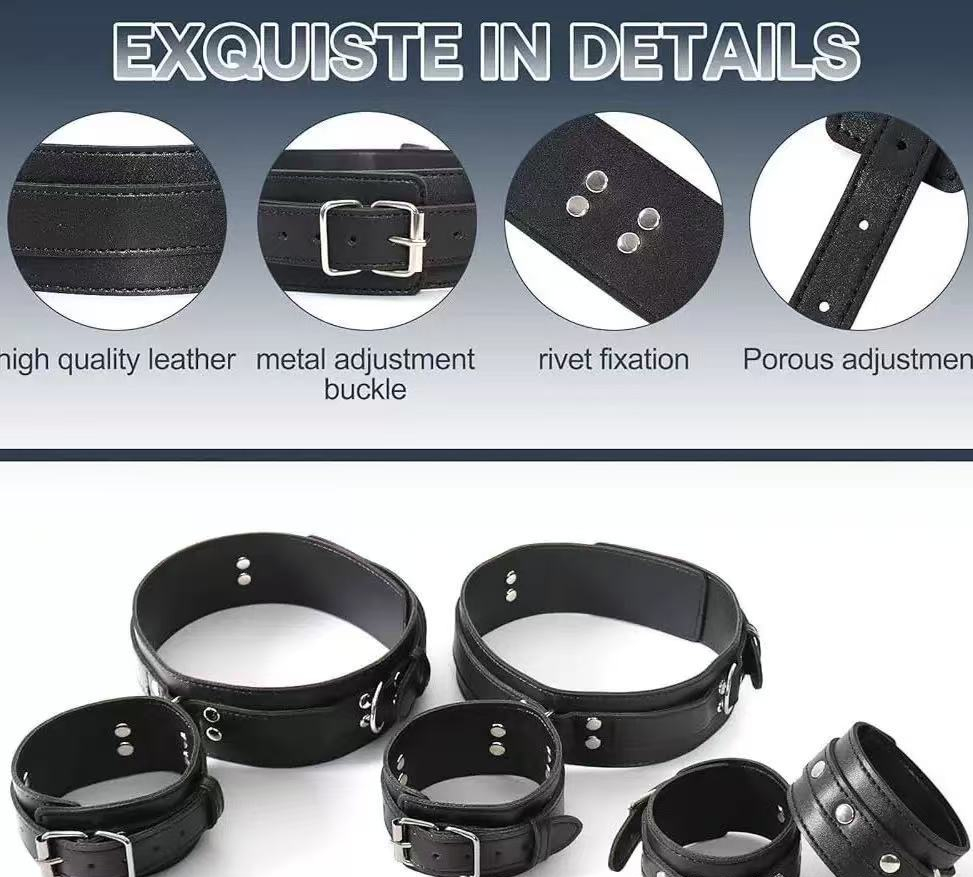 Adult Sex Toys SM Couples Bondage Set Including Handcuffs And Thighleg Restraints Made From Leather