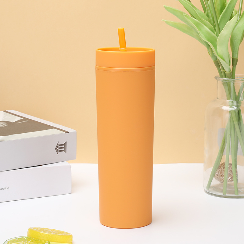 Double Plastic Straight Cup Frosted Feel