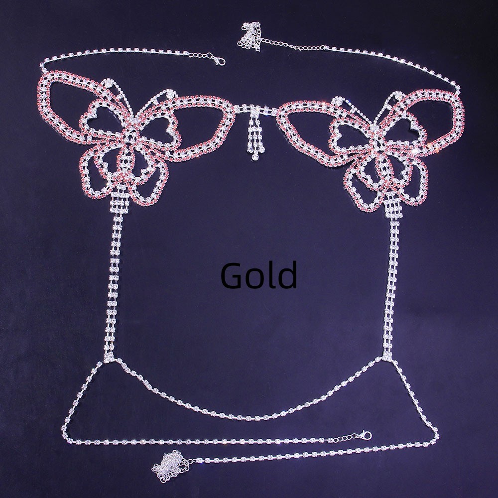 Full-Crystal Butterfly Bikini Body Chain Set