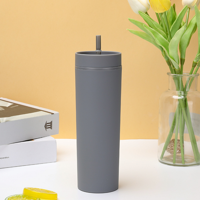 Double Plastic Straight Cup Frosted Feel