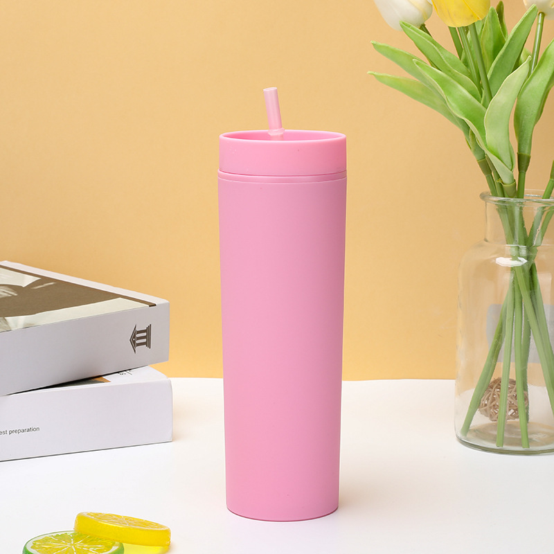 Double Plastic Straight Cup Frosted Feel