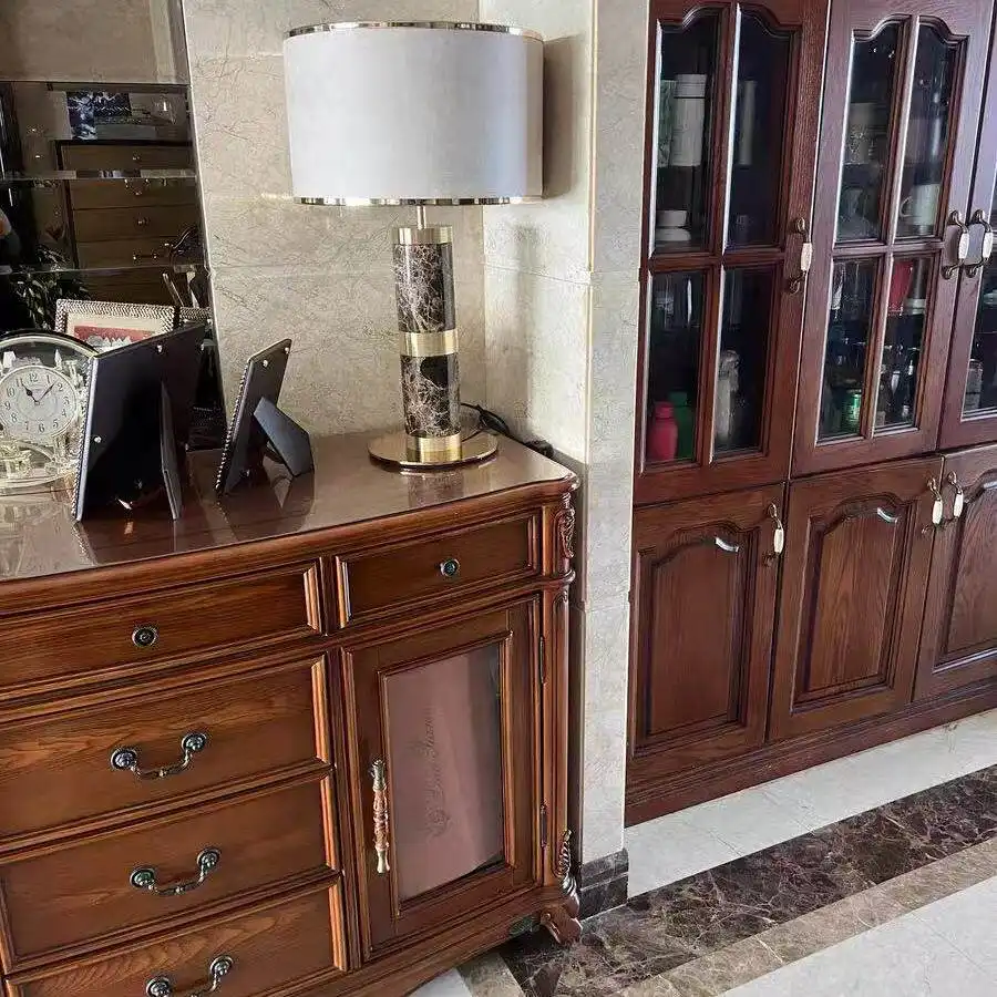 Retro Light-luxury High-end Marble Decorative Table Lamp