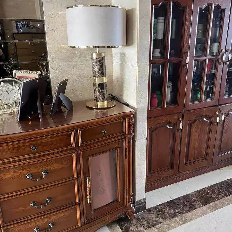 Retro Light-luxury High-end Marble Decorative Table Lamp