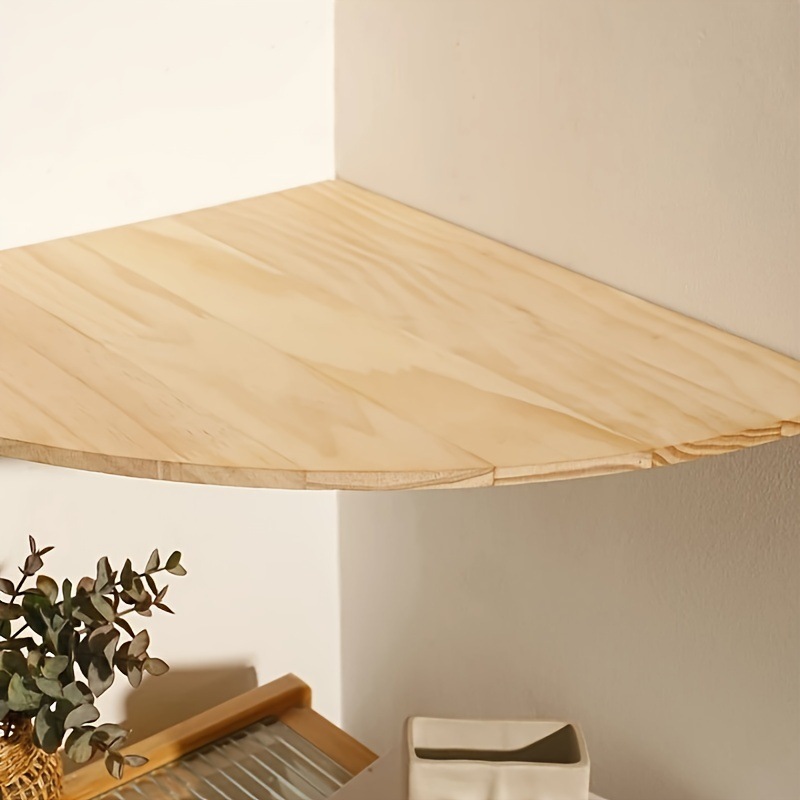 Fan Shaped Partition Rubberwood Wall Mounted Corner Shelf