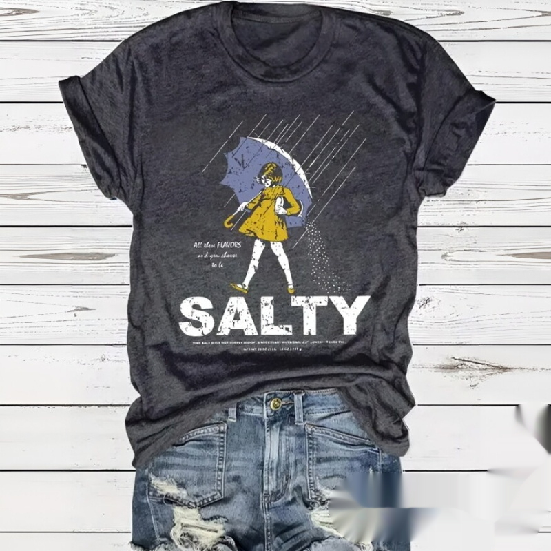 Womens Umbrella Girls Printed Crew Neck Dress