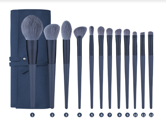12-piece Makeup Brush Set With 4 Colors And A Makeup Bag